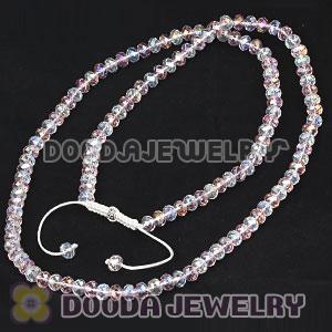 Cheap Long White-Pink Faceted Crystal Glass Beads Unisex Necklace Wholesale