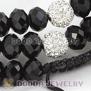Long Alloy Crystal Black Faceted Crystal Glass Beads Unisex Necklace Wholesale