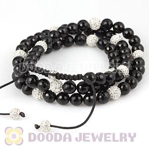 Long Onyx Faceted Black Agate Alloy Crystal Unisex Necklace Wholesale