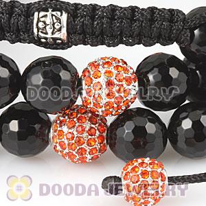 Long Onyx Faceted Black Agate Alloy Crystal Unisex Necklace Wholesale