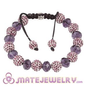 Sambarla Style Alloy Crystal Bracelets With Purple Faceted Crystal Glass Bead