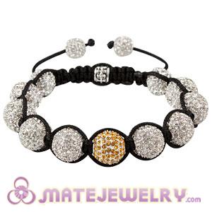 Sambarla Style White Disco Ball Bead Fashion Alloy Crystal Bracelets 