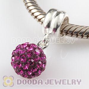 Sterling Silver European Charms Dangle Pink Czech Crystal Beads