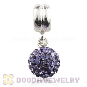 Sterling Silver European Charms Dangle Purple Czech Crystal Beads
