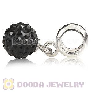 Sterling Silver European Charms Dangle Black Czech Crystal Beads