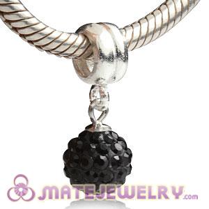 Sterling Silver European Charms Dangle Black Czech Crystal Beads