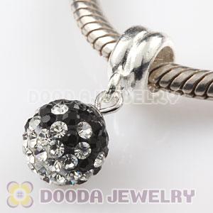 Sterling Silver European Charms Dangle White-Black Czech Crystal Beads
