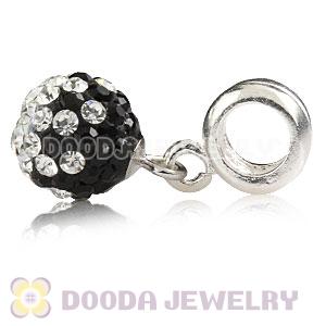 Sterling Silver European Charms Dangle White-Black Czech Crystal Beads