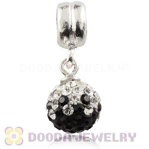 Sterling Silver European Charms Dangle White-Black Czech Crystal Beads