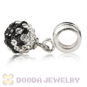 Sterling Silver European Charms Dangle White-Black Czech Crystal Beads