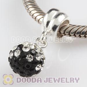 Sterling Silver European Charms Dangle White-Black Czech Crystal Beads