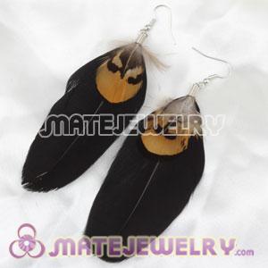 Cheap Black Tibetan Jaderic Bohemia Styles Feather Earrings