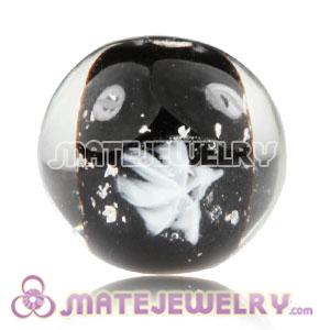 10mm European Style Black Snowflake Lampwork Glass Beads Wholesale
