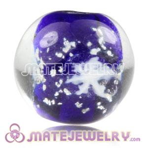 10mm European Style Blue Snowflake Lampwork Glass Beads Wholesale