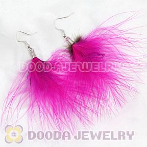 Wholesale Magenta Tibetan Jaderic Bohemia Styles Shagginess Feather Earrings