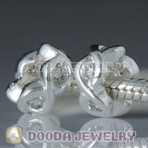925 Sterling Silver Charm Jewelry Beads with Clear Stone