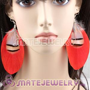 Long Red Tibetan Jaderic Bohemia Styles Flake Feather Earrings