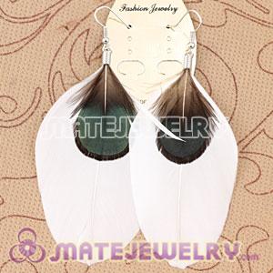 Long White Tibetan Jaderic Bohemia Styles Big Flake Feather Earrings
