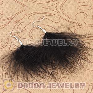 Wholesale Black Tibetan Jaderic Bohemia Styles Shagginess Feather Earrings