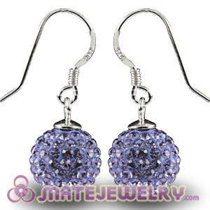 Cheap 10mm Purple Czech Crystal Ball Sterling Silver Hook Earrings 
