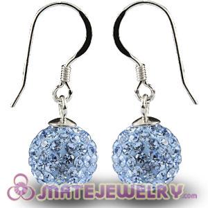 Cheap 10mm Blue Czech Crystal Ball Sterling Silver Hook Earrings 