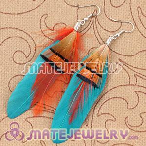 Long Green Tibetan Jaderic Indianstyles Grizzly Feather Earrings