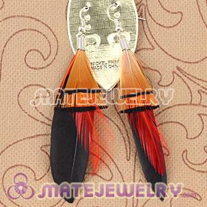 Long Black Tibetan Jaderic Indianstyles Grizzly Feather Earrings