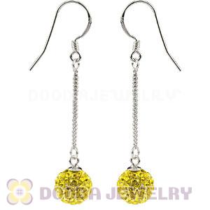 8mm Yellow Czech Crystal Ball Sterling Silver Dangle Earrings Wholesale 