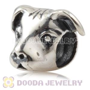 Antique 925 Sterling Silver Dog Head Charms Beads