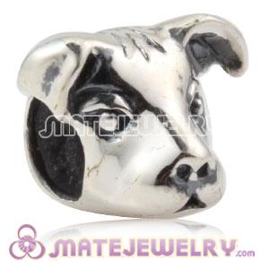 Antique 925 Sterling Silver Dog Head Charm Beads