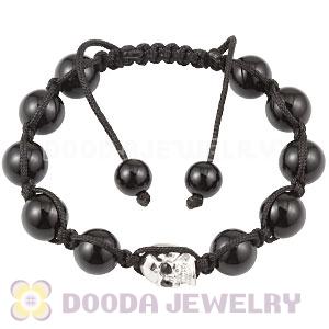 Black Onyx Sterling Silver Skull Head String Bracelet Wholesale