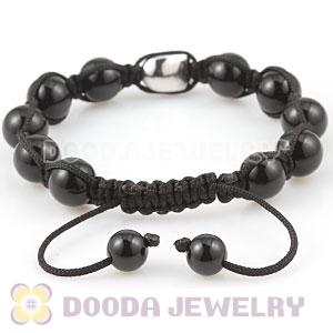Black Onyx Sterling Silver Skull Head String Bracelet Wholesale