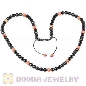 Long Onyx Faceted Black Agate Alloy Crystal Unisex Necklace Wholesale