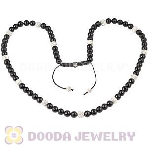 Long Onyx Faceted Black Agate Alloy Crystal Unisex Necklace Wholesale