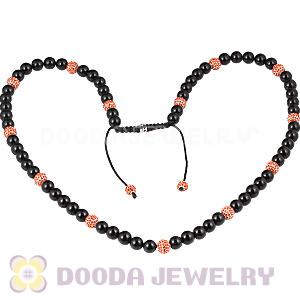 Long Onyx Black Agate Alloy Crystal Unisex Necklace Wholesale