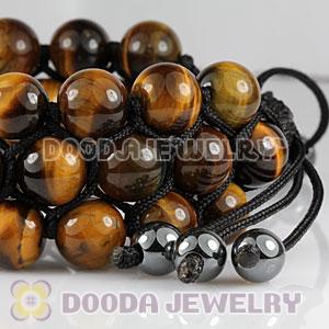 3 Row Tiger Eye Bead Wrap Bracelet With Hematite Wholesale