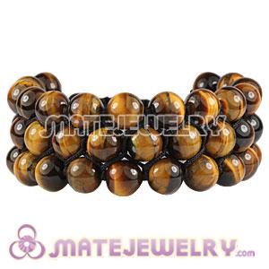3 Row Tiger Eye Bead Wrap Bracelet With Hematite 