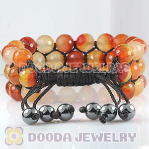 3 Row Faceted Agate Wrap Bracelet With Hematite Wholesale