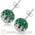 10mm Sterling Silver White-Green Czech Crystal Ball Stud Earrings Wholesale