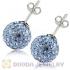 10mm Sterling Silver Blue Czech Crystal Stud Earrings Wholesale