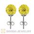 8mm Sterling Silver Yellow Czech Crystal Ball Stud Earrings Wholesale