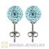 8mm Sterling Silver Cyan Czech Crystal Ball Stud Earrings Wholesale