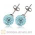 8mm Sterling Silver Cyan Czech Crystal Ball Stud Earrings Wholesale