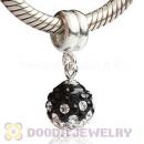 Sterling Silver European Charms Dangle White-Black Czech Crystal Beads