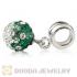 Sterling Silver European Charms Dangle Green-White Czech Crystal Beads