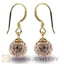 8mm Pink Czech Crystal Ball Gold Plated Sterling Silver Hook Earrings