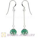 8mm Green-White Czech Crystal Ball Sterling Silver Dangle Earrings Wholesale
