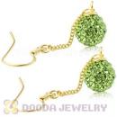 8mm Lime Czech Crystal Ball Gold Plated Silver Dangle Earrings Wholesale