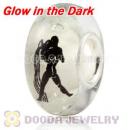 Painted Zodiac Aquarius Fluorescent European Glass Beads in 925 Silver Core