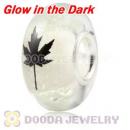 Painted Maple Leaf Fluorescent European Glass Beads in 925 Silver Core